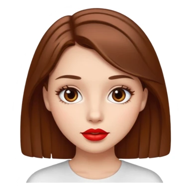 Girl who have brown hair brown eyes and beautiful red lip  sticker