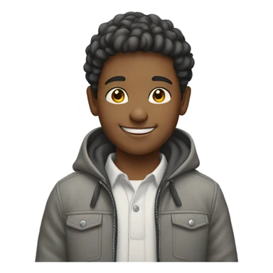 smiling boy in grey jacket sticker