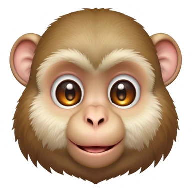 Cinematic Cute Macaque Portrait Emoji, Head tilted playfully and inquisitively, with a charmingly mischievous face accented by soft, fuzzy fur and round, sparkling eyes filled with curiosity, Simplified yet irresistibly adorable features, highly detailed, glowing with a warm, friendly glow, high shine, affectionate and lively, stylized with a touch of primate whimsy, bright and endearing, soft glowing outline, capturing the essence of a playful macaque that seems as if it could jump out of the screen into your arms! sticker