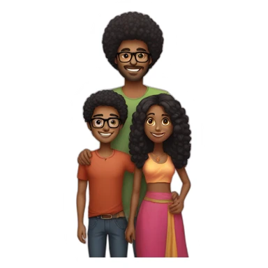 indian-guy-with-glasses-and-black-girl-with-afro-couple sticker
