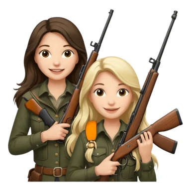 1 Long haired Brunette and blonde female hunting friends sticker