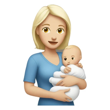 white mom holding little white baby sticker