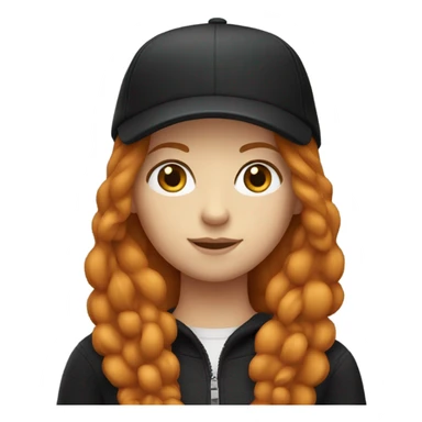 Ginger girl with straight long hair and a black cap on sticker