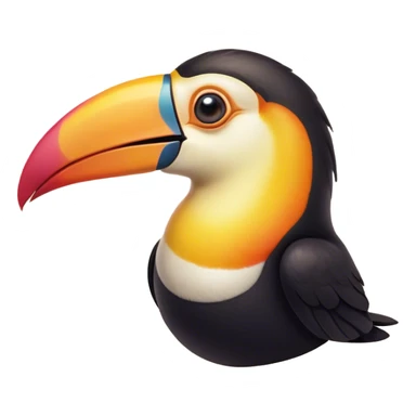 Cinematic Comical Toucan Portrait Emoji, Head tilted dramatically with an exaggeratedly shocked expression, featuring a boldly colored beak and wide, comically expressive eyes full of humorous disbelief, Simplified yet hilariously expressive features, highly detailed, glowing with a slightly sassy tropical glow, high shine, dramatic yet playful, stylized with an air of quirky exotic attitude, soft glowing outline, capturing the essence of a meme-worthy toucan that looks ready to side-eye its way into viral fame! sticker