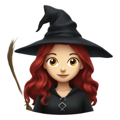 witch girl with dark red hair sticker