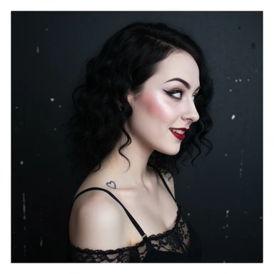 goth profile picture with a heart accent, cute, expressive, minimal sticker