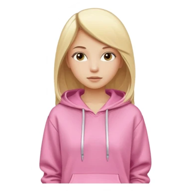 blonde girl with straight hair, natural makeup, in a pink hoodie and white shorts sticker