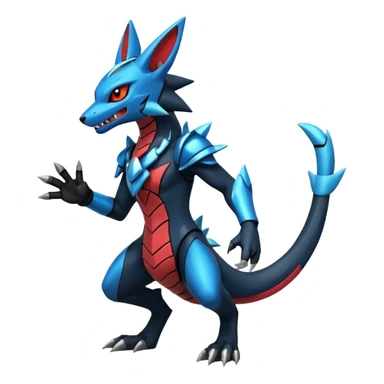 Edgy futuristic Zeraora-Salandit-Lucario-fusion sticker