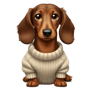 Brown Long-haired dachshund in a sweater sticker