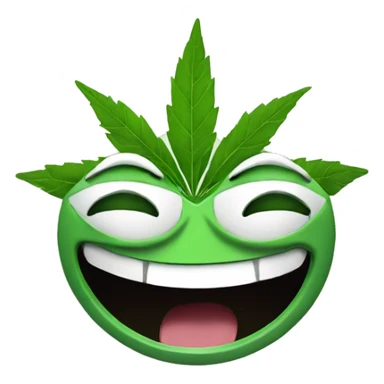 Weed leaf laughing emoji sticker