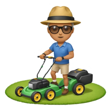 Homme tondant la pelouse sticker