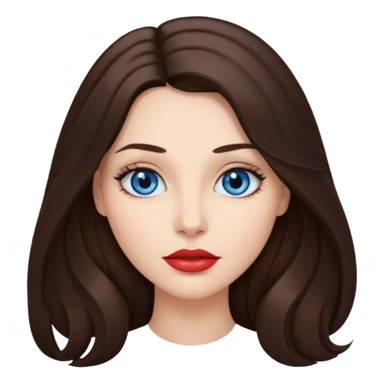 Woman with fair skin long brunette hair dark blue eyes and full lips sticker
