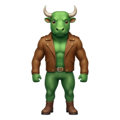 Big green bull full body with brown jacket sticker