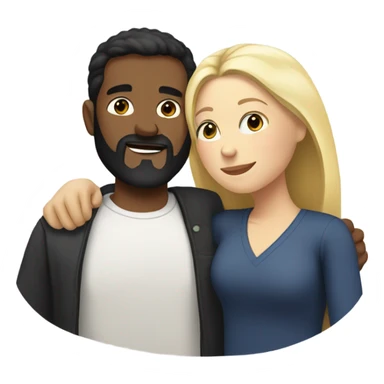 White man, short black hair, long beard, hugging a white woman, blonde hair  sticker