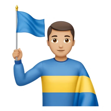 photorealistic Ukrainian man with the flag of Ukraine sticker