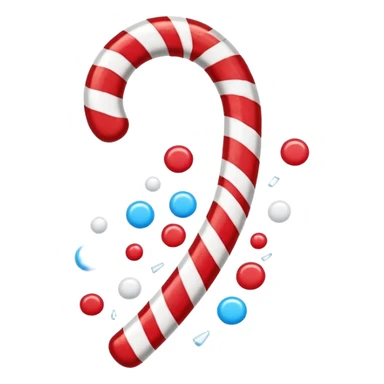 Broken Candy Cane: Cane snapped in half with sugar pieces falling. sticker
