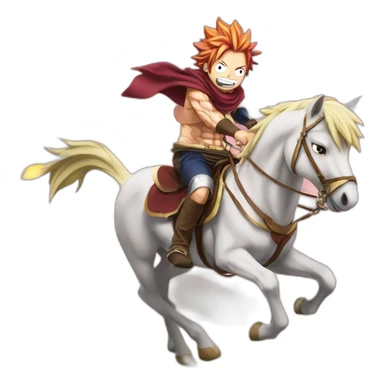 natsu from fairy tail anime riding a horse sticker