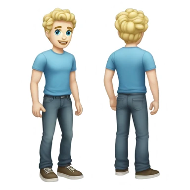 full body standing light curl blonde 30yo man blue eyed pale skin sticker