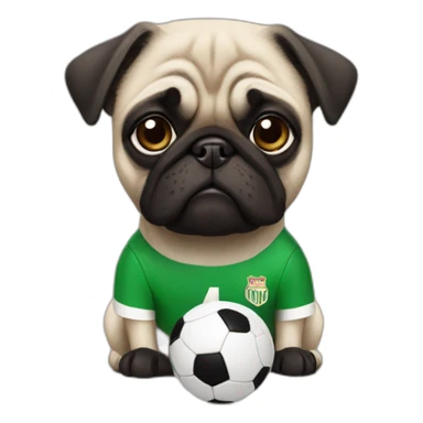 Pug with a soccer jersey with the number 7 sticker