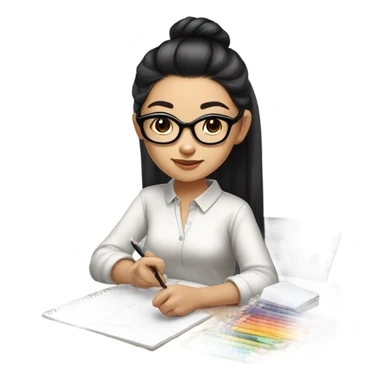 chinese girl designing sticker