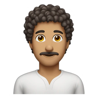 Arabic guy curly hair square jaw mustache sticker