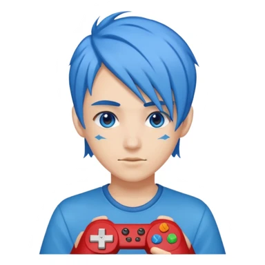 blue haired gamer sticker