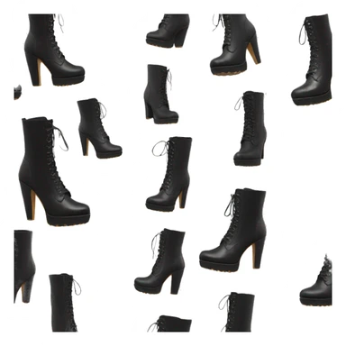 Black tall High heel boot lace up leather tall sticker