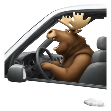 Moose and bear driving car sticker
