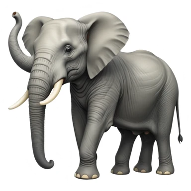 cinematic-elephant-realistic-full-body-standing-emoji,-massive-frame-calmly-balanced,-long-trunk-curled-slightly,-head-tilted-dramatically,-wrinkled-grey-skin,-majestic-tusks-catching-the-light,-simplified-yet-realistic-focused-features,-highly-detailed,-glowing-with-an-almost-sarcastic-glow sticker