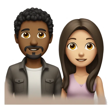 white boy with black hair and goatee holding girl with long brown hair and light brown skin sticker
