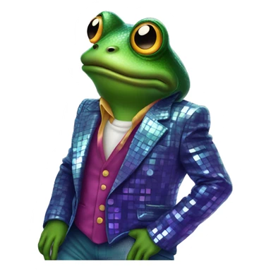 frog dressed like a 1980’s disco man sticker