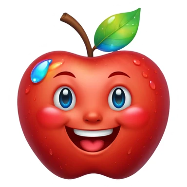 Laughing rainbow tears emoji, apple style, with a cheerful expression and tears in rainbow colors sticker