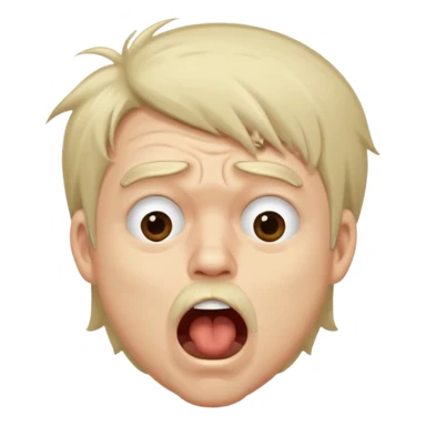 Weak man with disheveled hair, large dark circles under his eyes, and yawning sticker