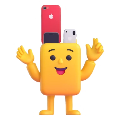 emoji character with an iPhone held to its ear, modern style sticker