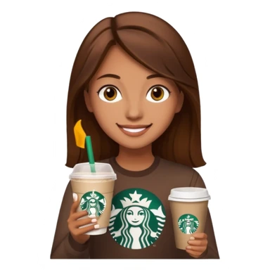Girl, brown hair and brown eyes, Starbucks sticker