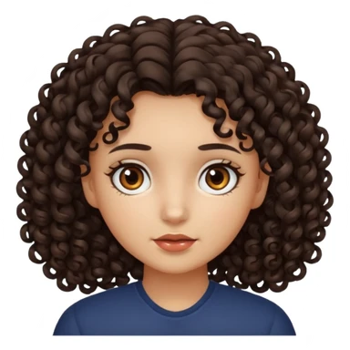 a girl with curly dark brown hair and dark brown eyes sticker