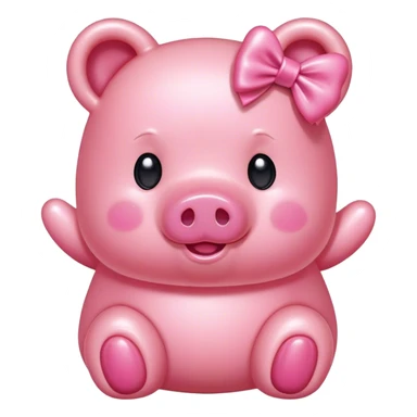 pink spam gummy bear pig with bow sticker