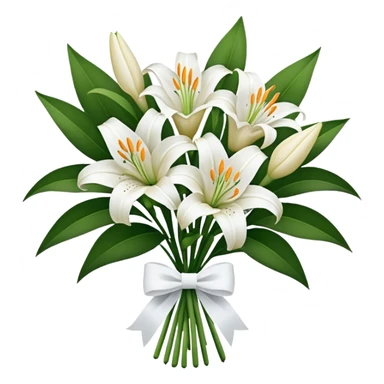 Big white bouquet of Lillie’s with white bow  sticker