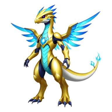 Shiny Futuristic Celestial Magical Ethereal Godly Divine Nebula-Fakemon-Pokemon-Digimon-Spectrobes-Raptor-fusion, full body sticker