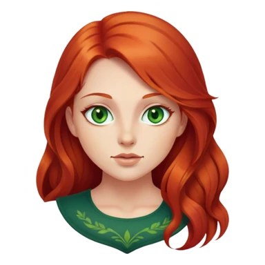Mulher, ruiva com cabelos longos, rosto redondo, olhos verdes como se tivesse dando uma dica  sticker