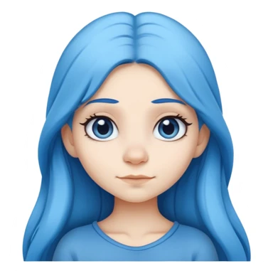 Female Smurf with dark sky blue hair long hair  parted in the middle sticker