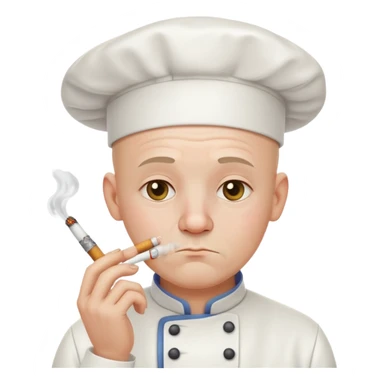 sad bald white chef with cigarette  sticker