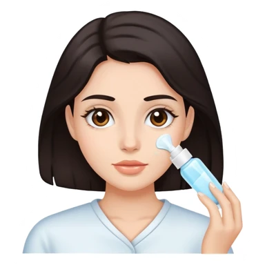 Girl with dark hair doing skincare sticker