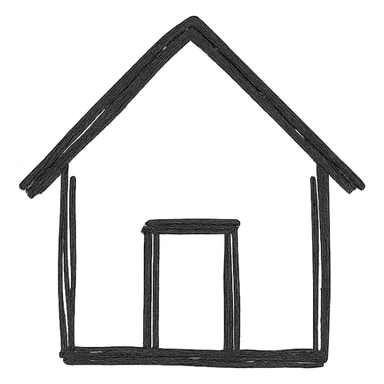 home icon, hand drawn outline style, sketchy and playful, no fill sticker