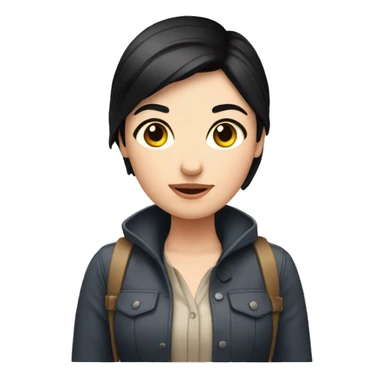 Girl tour guide with fair skin short black hair chubby face sticker