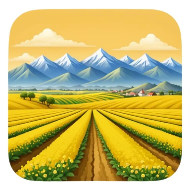 Yellow mustard fields with mountain sticker