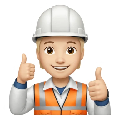 Cara de persona con casco blanco inginierl civil con pulgar arriba sticker
