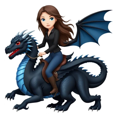 Me, a white female with long brown hair and blue eyes, wearing nothing but black clothes, and riding a VERY BLACK dragon with HINTS of RED, to your work sticker