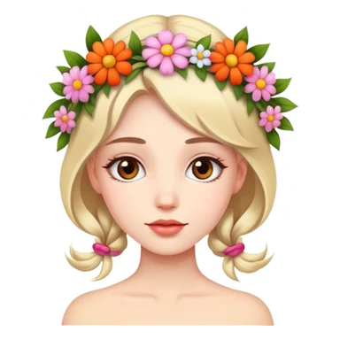 Beautiful girl with flowers on her head sticker