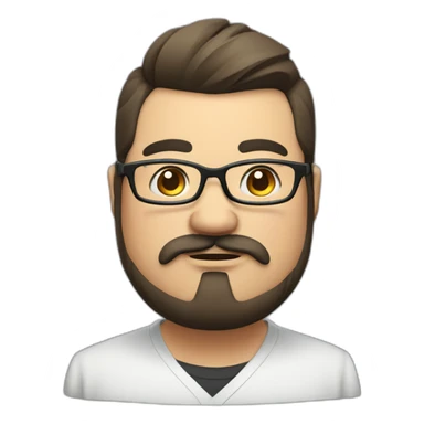 fat man, glasses, clean face, mustache, beard, mongolian, streamer, long top knot hair sticker